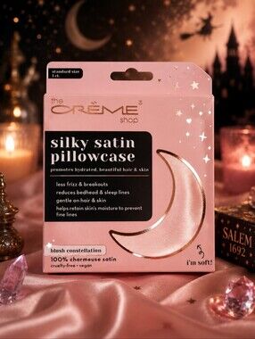 🕯The Crème Shop Silky Satin Pillowcase Blush Constellation Standard New